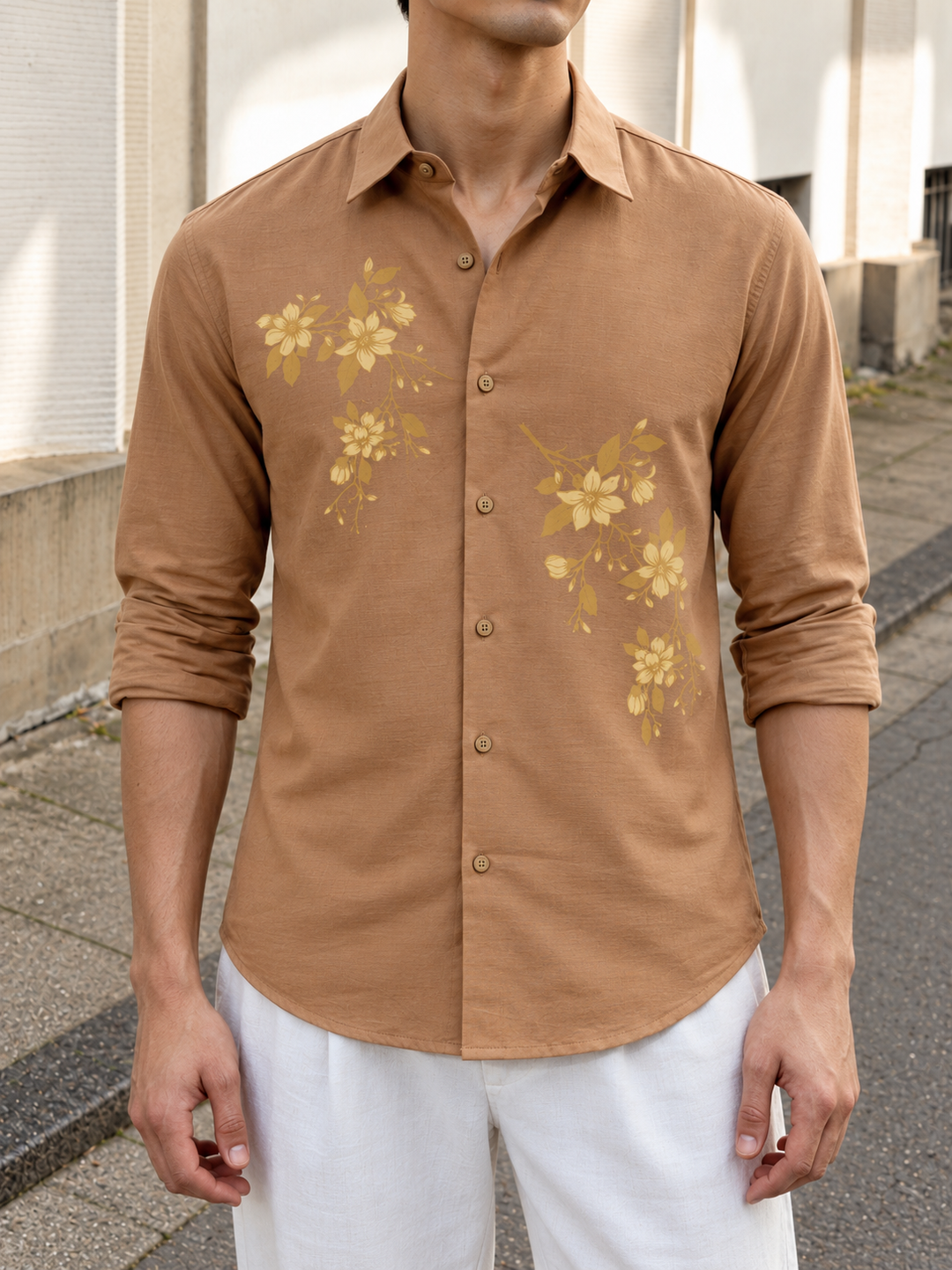 Unrefined Beauty Brown Printed Linen Shirt