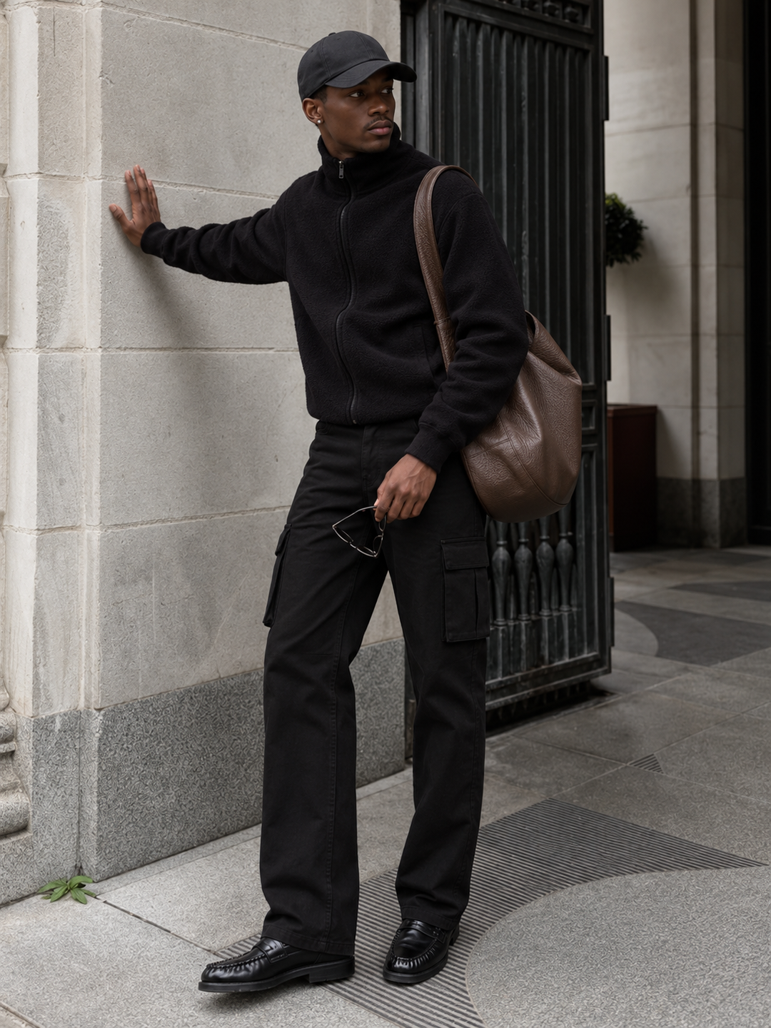 Black : Twin Pockets Cargo Pants