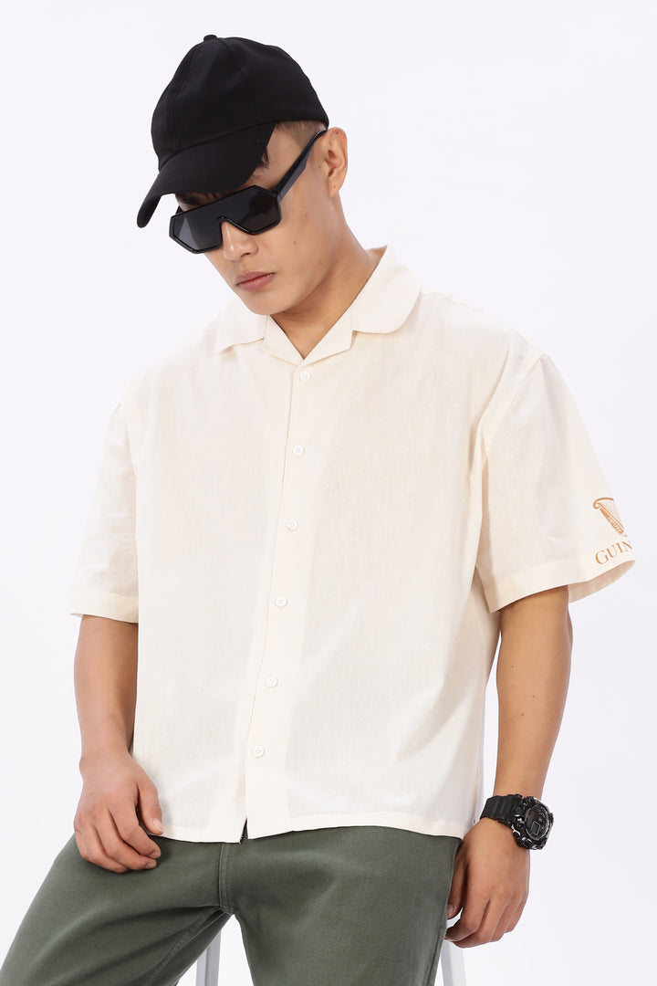 Boxy Fit: Guinness Linen Cream Cuban Shirt