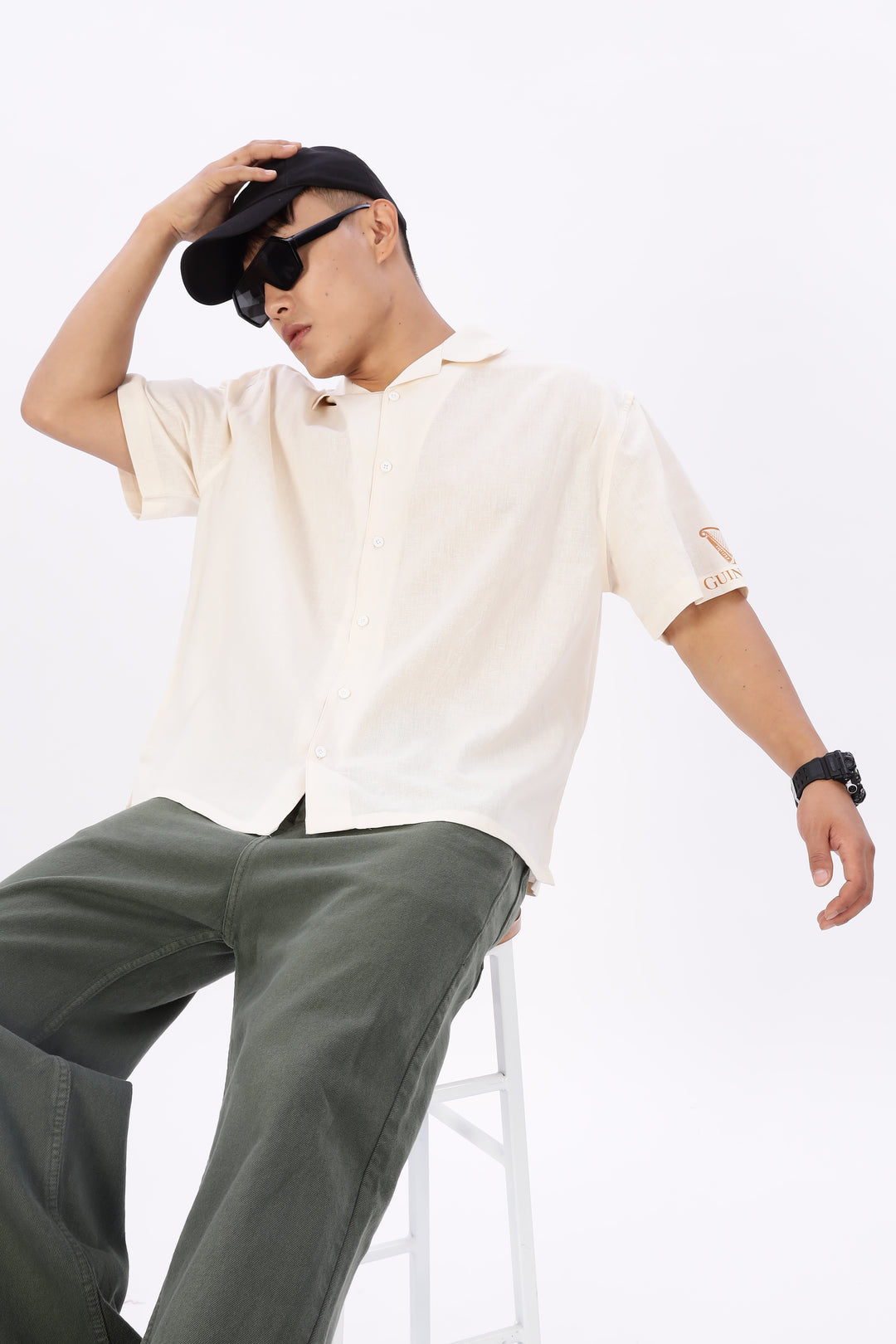 Boxy Fit: Guinness Linen Cream Cuban Shirt