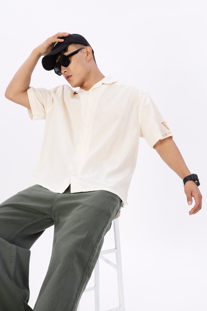 Boxy Fit: Guinness Linen Cream Cuban Shirt