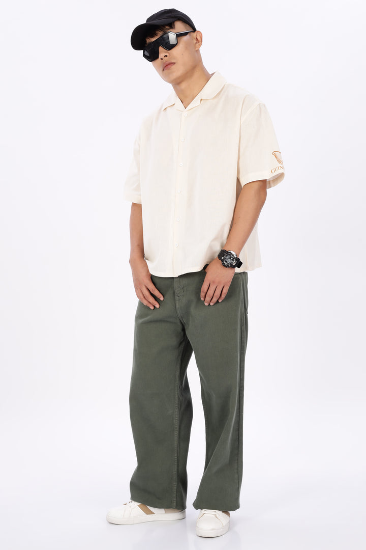 Boxy Fit: Guinness Linen Cream Cuban Shirt