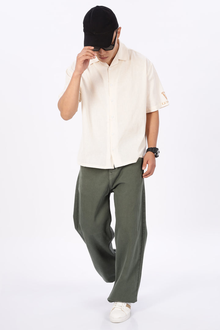 Boxy Fit: Guinness Linen Cream Cuban Shirt