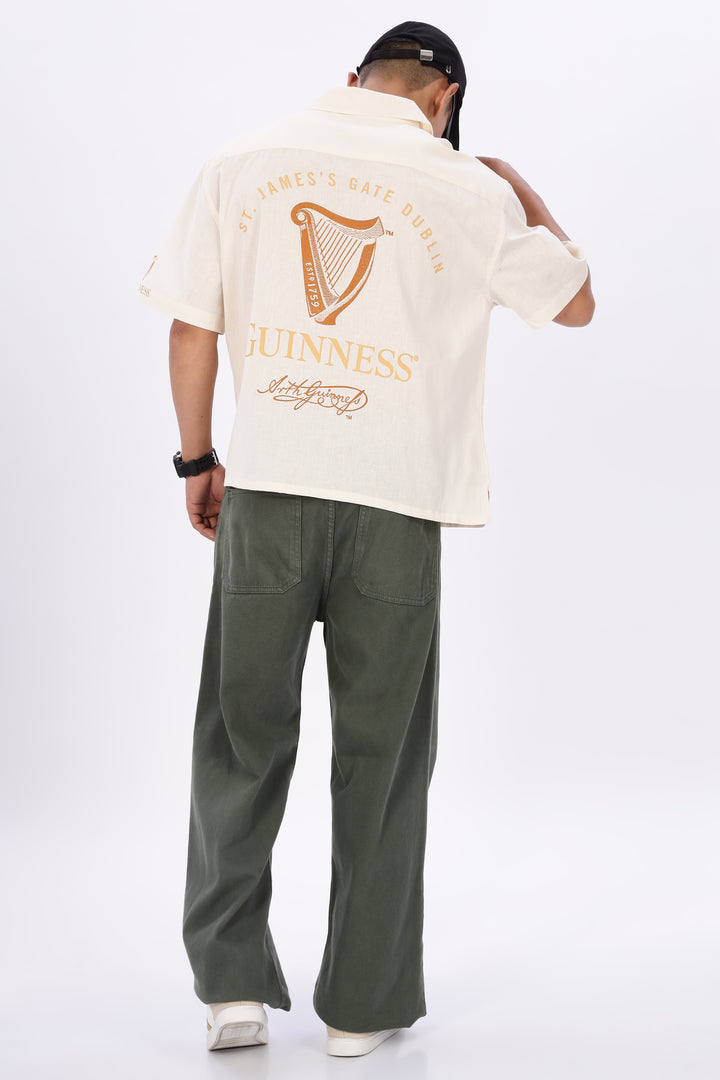 Boxy Fit: Guinness Linen Cream Cuban Shirt