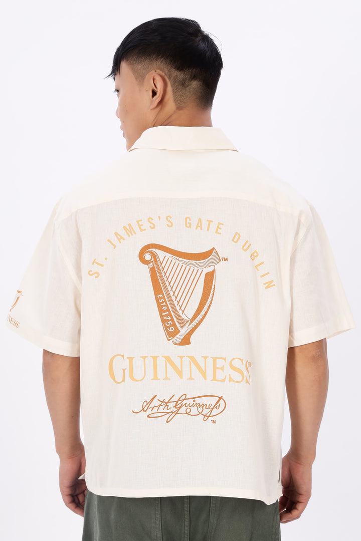 Boxy Fit: Guinness Linen Cream Cuban Shirt
