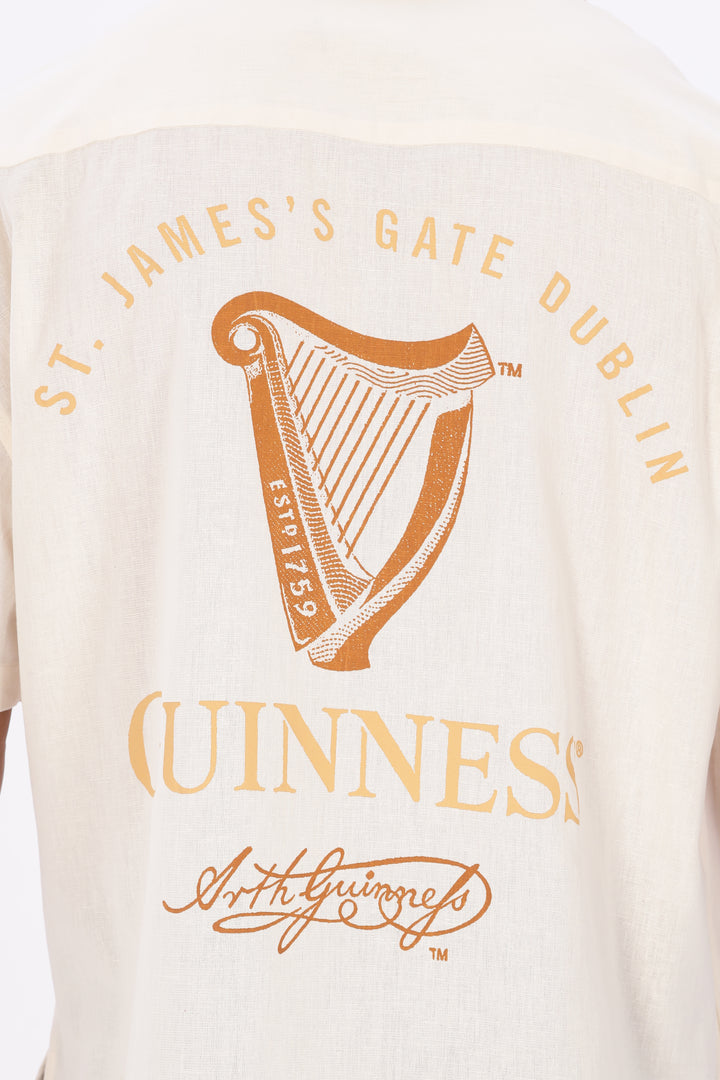 Boxy Fit: Guinness Linen Cream Cuban Shirt