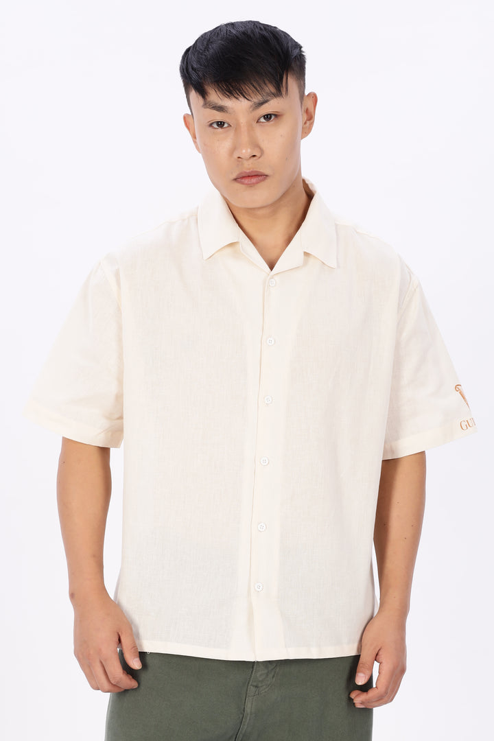 Boxy Fit: Guinness Linen Cream Cuban Shirt
