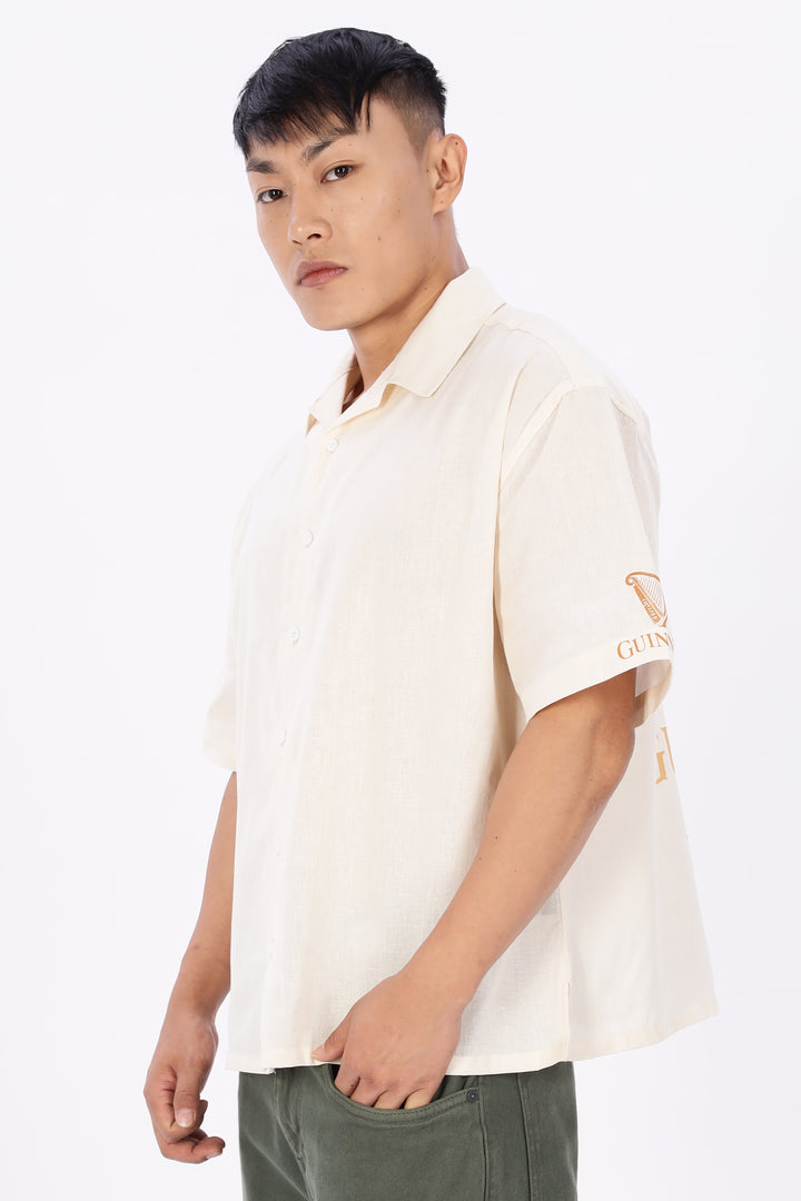 Boxy Fit: Guinness Linen Cream Cuban Shirt
