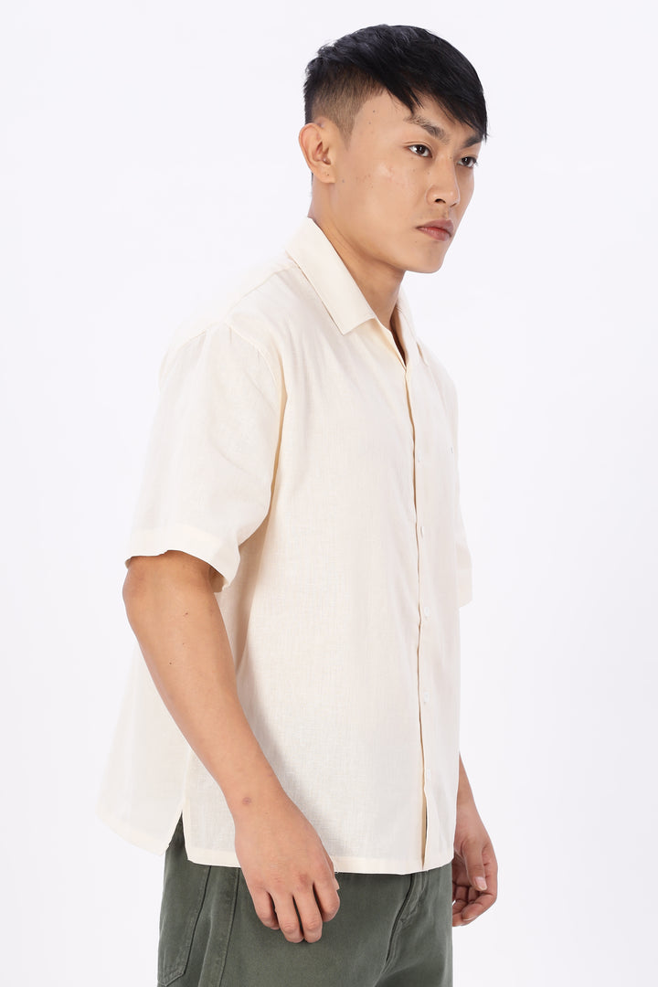 Boxy Fit: Guinness Linen Cream Cuban Shirt