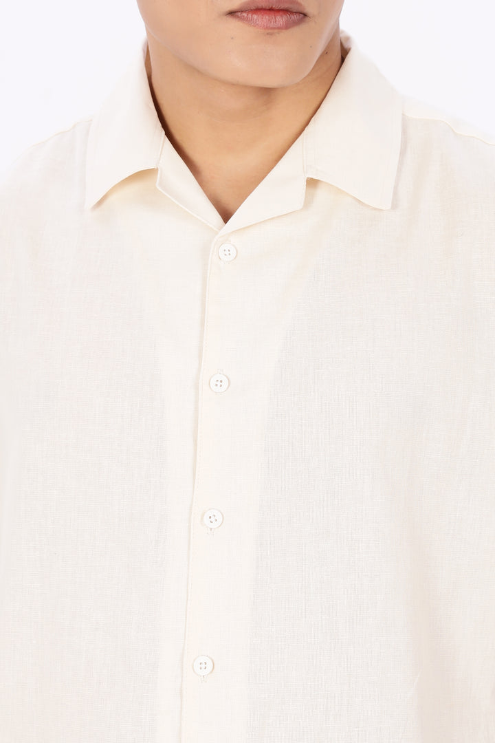 Boxy Fit: Guinness Linen Cream Cuban Shirt
