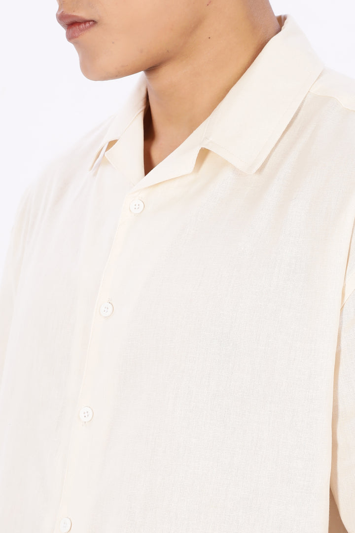 Boxy Fit: Guinness Linen Cream Cuban Shirt