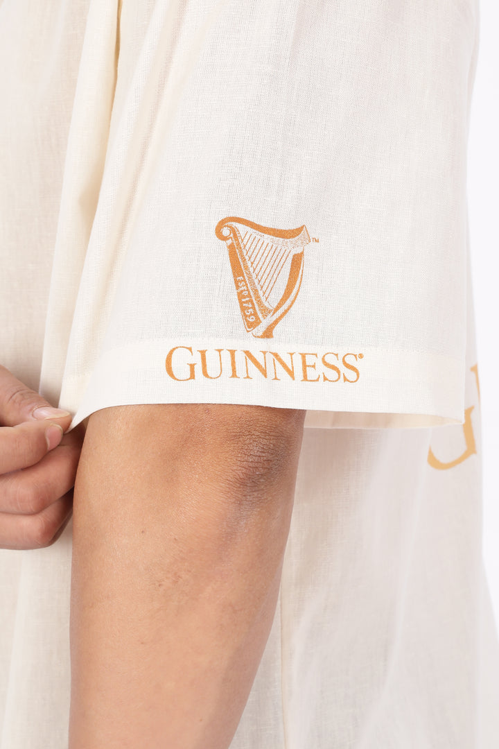 Boxy Fit: Guinness Linen Cream Cuban Shirt