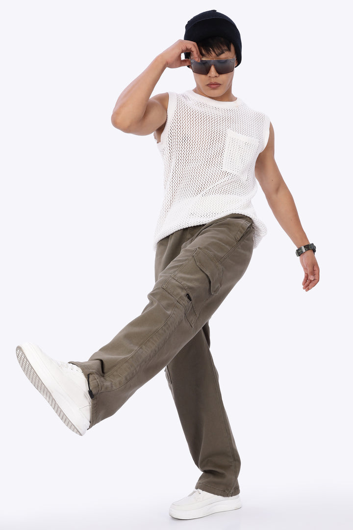 Originals: Textured Fabric Ochre Cargo Pants
