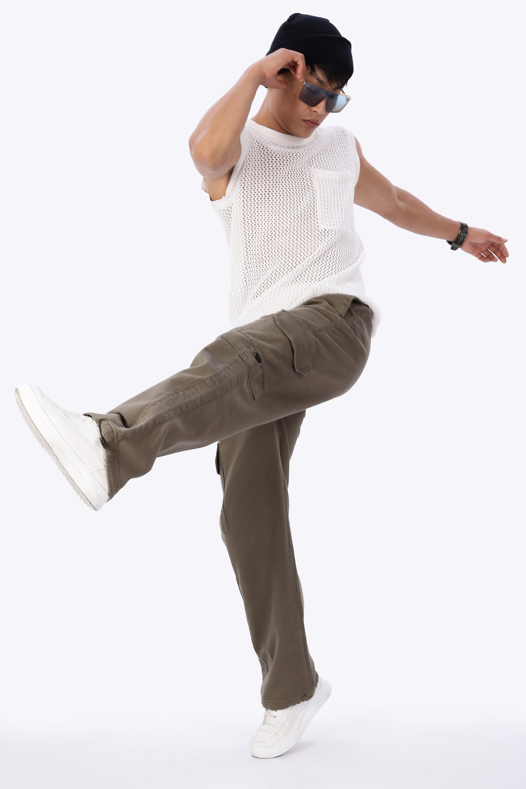 Originals: Textured Fabric Ochre Cargo Pants