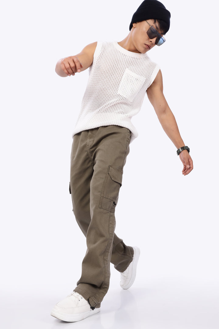 Originals: Textured Fabric Ochre Cargo Pants