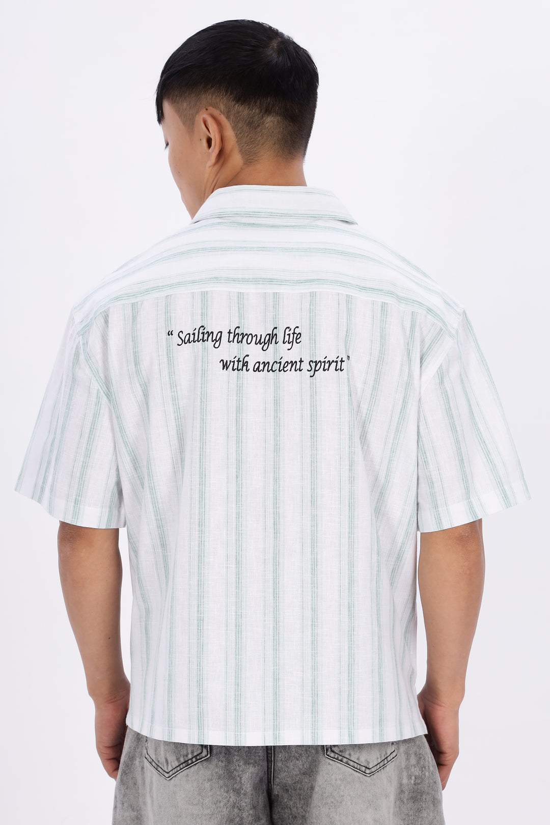 Greek Inspiration: Green Stripes Boxy Fit Cuban Shirt