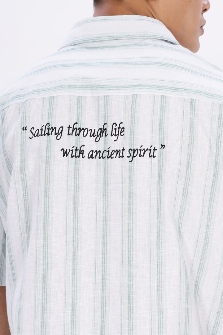Greek Inspiration: Green Stripes Boxy Fit Cuban Shirt