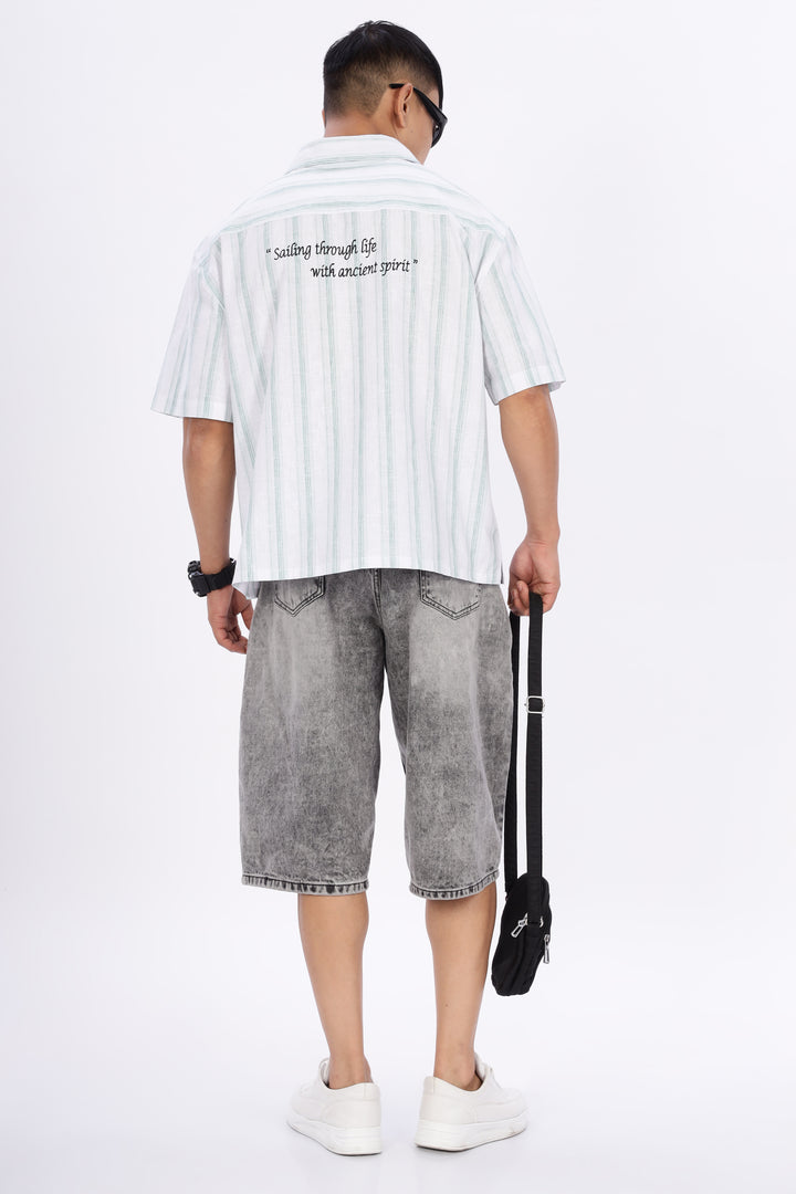 Greek Inspiration: Green Stripes Boxy Fit Cuban Shirt