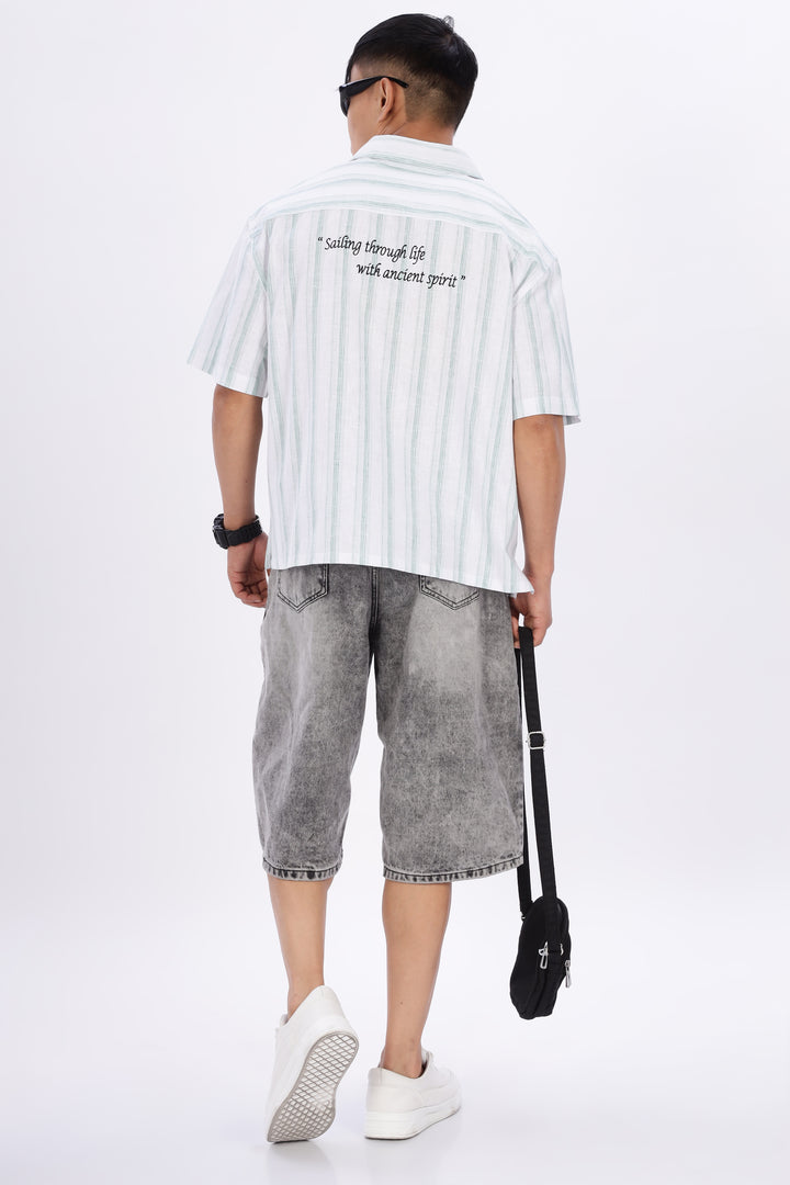 Greek Inspiration: Green Stripes Boxy Fit Cuban Shirt