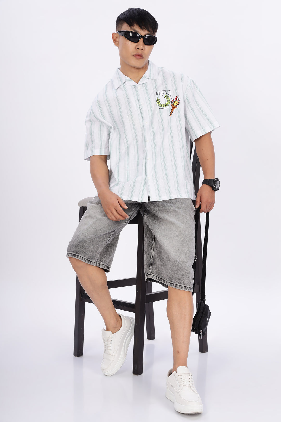 Greek Inspiration: Green Stripes Boxy Fit Cuban Shirt