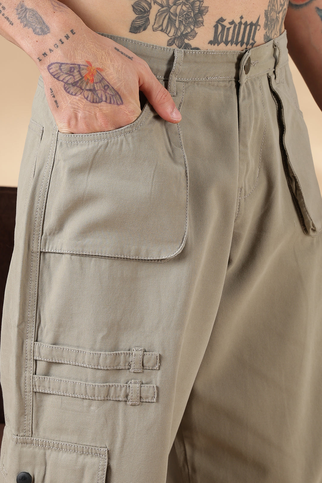 Cream Dyed : Cargo Pants