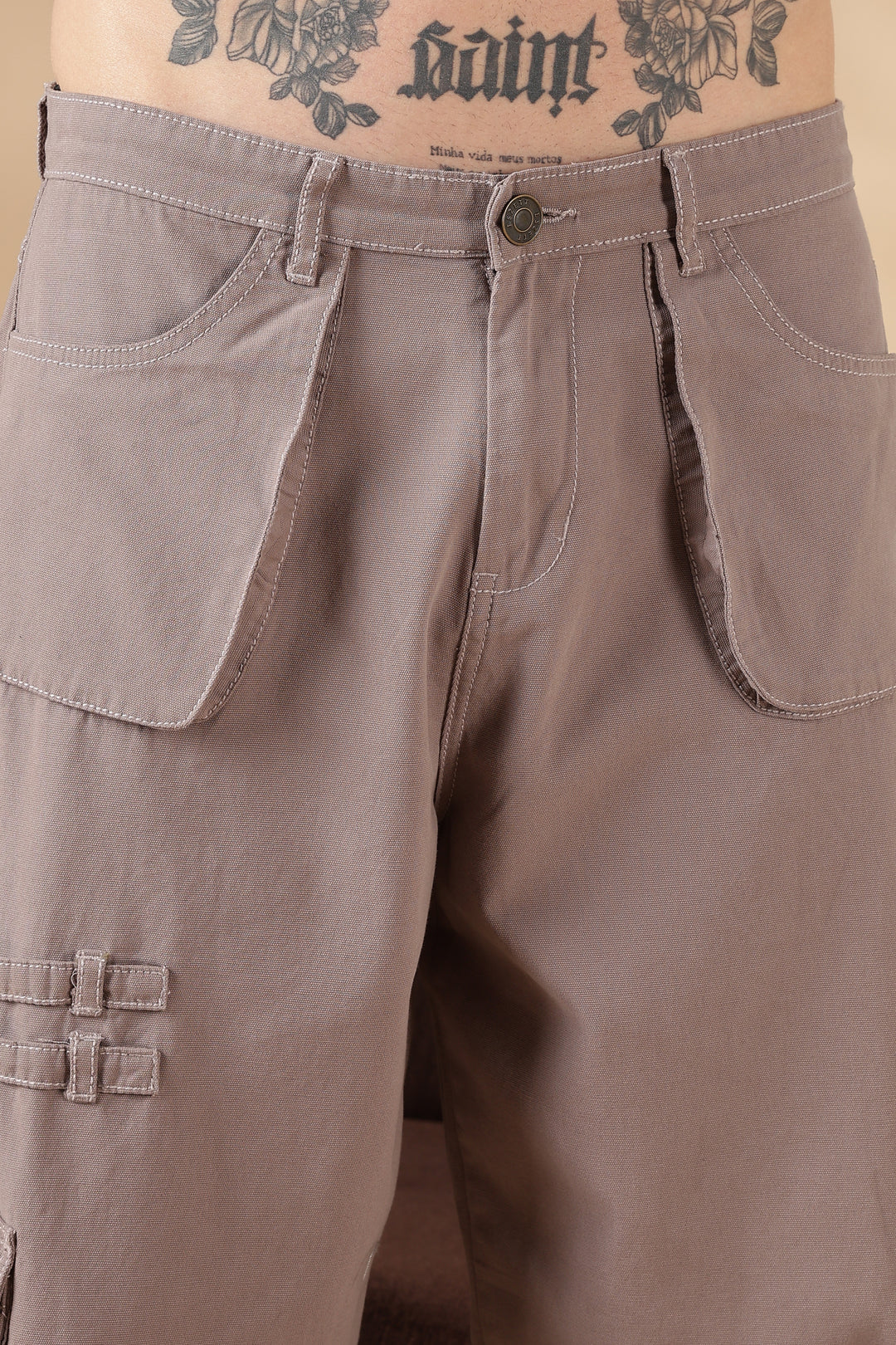 Peach Dyed : Baggy Cargo Pants