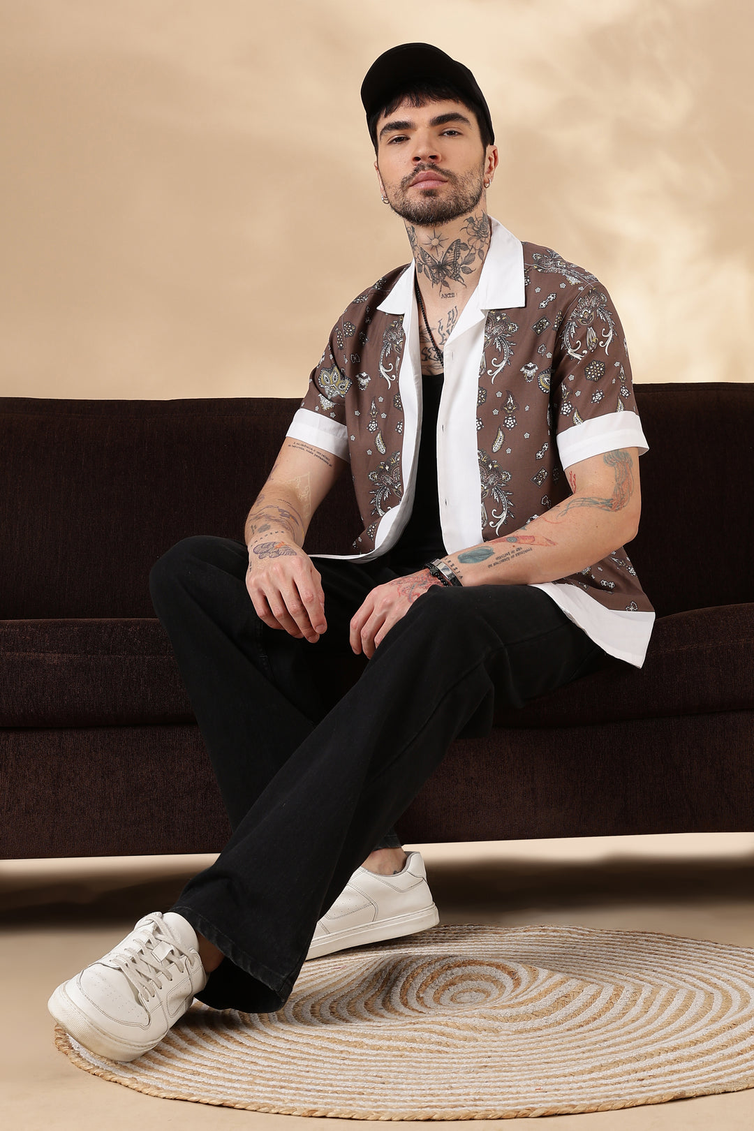 Bandana Block Printed Cuban Shirt
