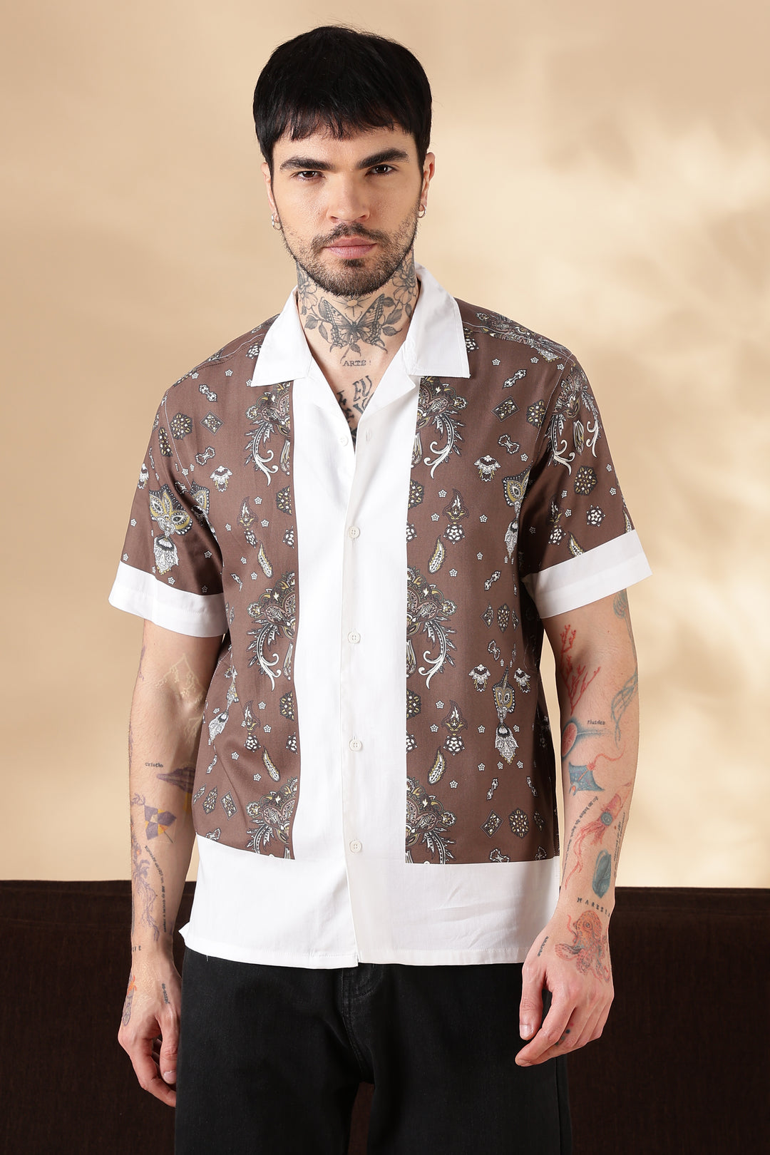 Bandana Block Printed Cuban Shirt