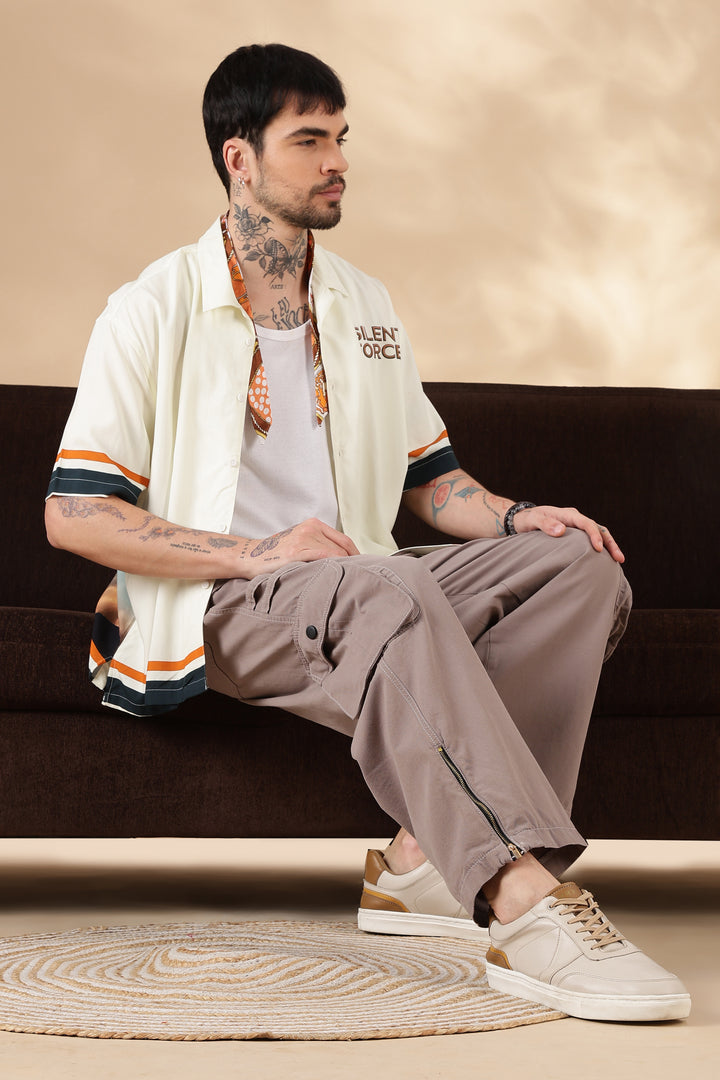 Peach Dyed : Baggy Cargo Pants