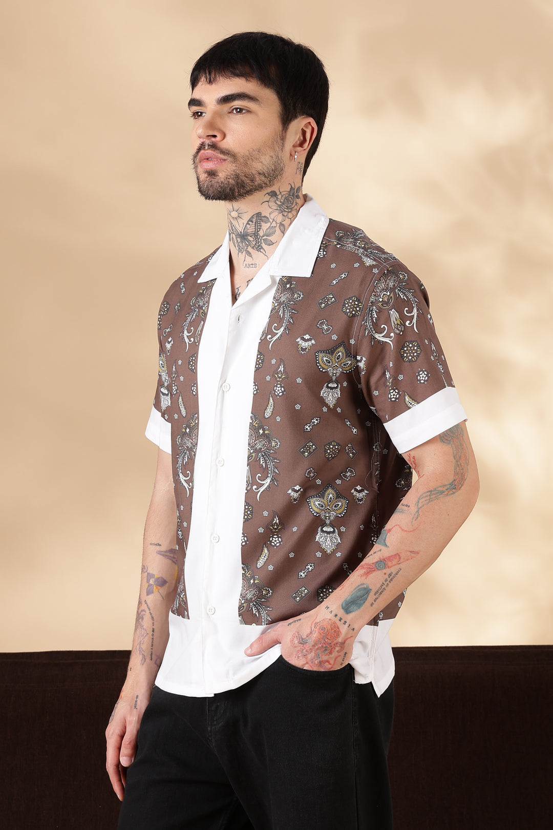 Bandana Block Printed Cuban Shirt