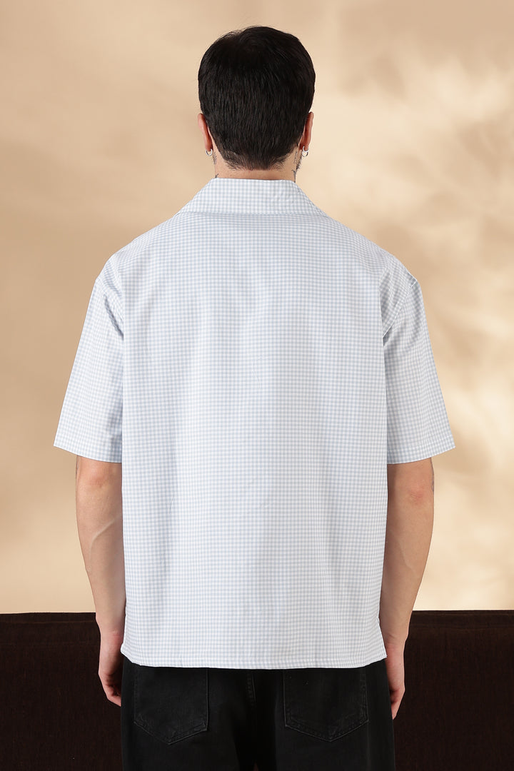 Plaid : Light Blue Yacht Embroidery Shirt