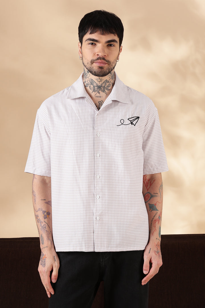 Plaid: Paper Plane Embroidery Shirt