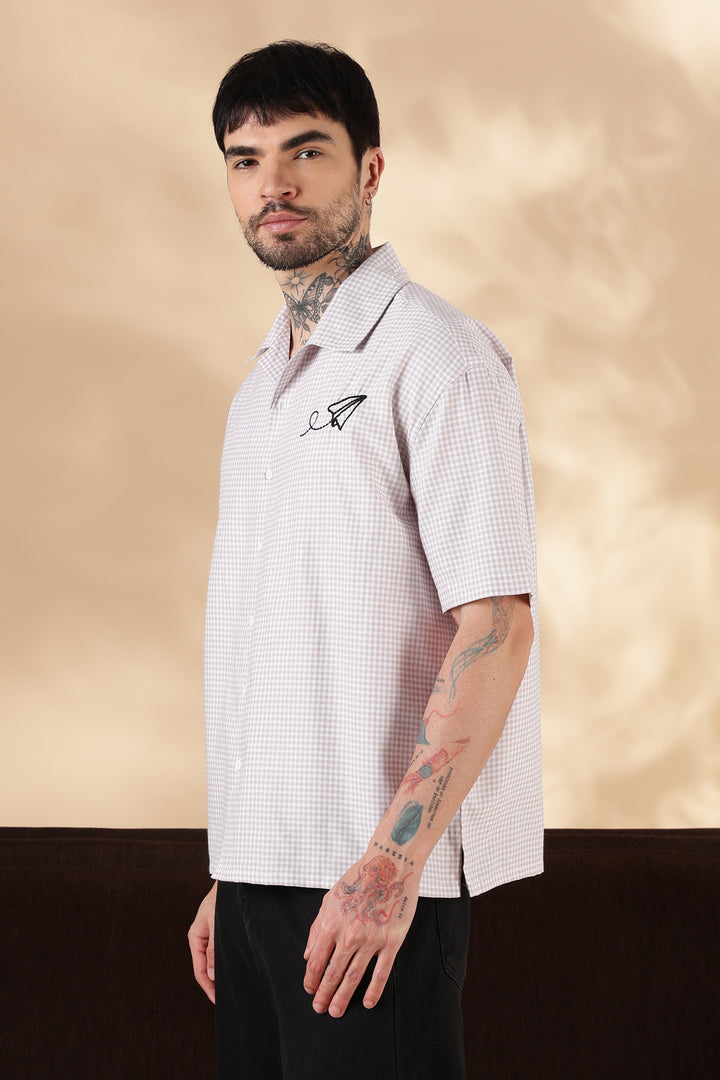 Plaid: Paper Plane Embroidery Shirt