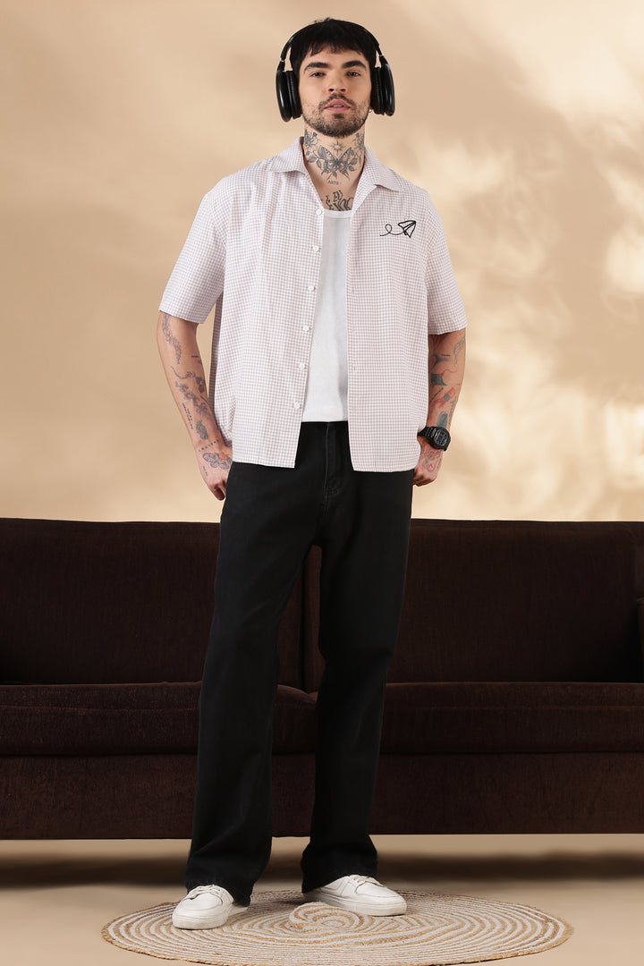 Plaid: Paper Plane Embroidery Shirt
