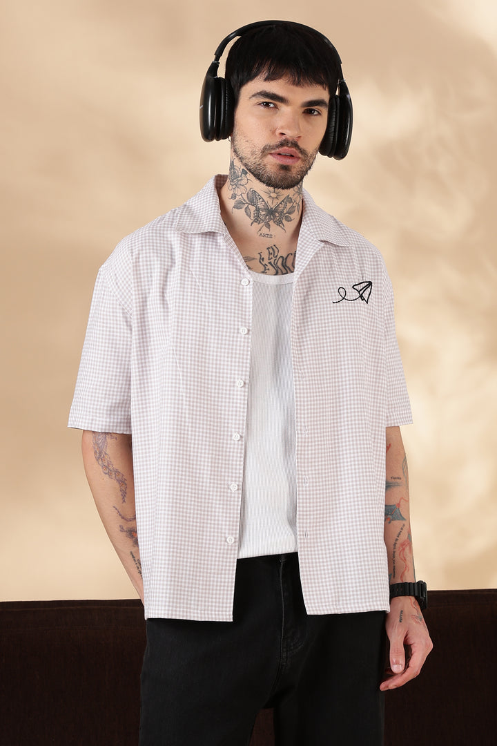 Plaid: Paper Plane Embroidery Shirt