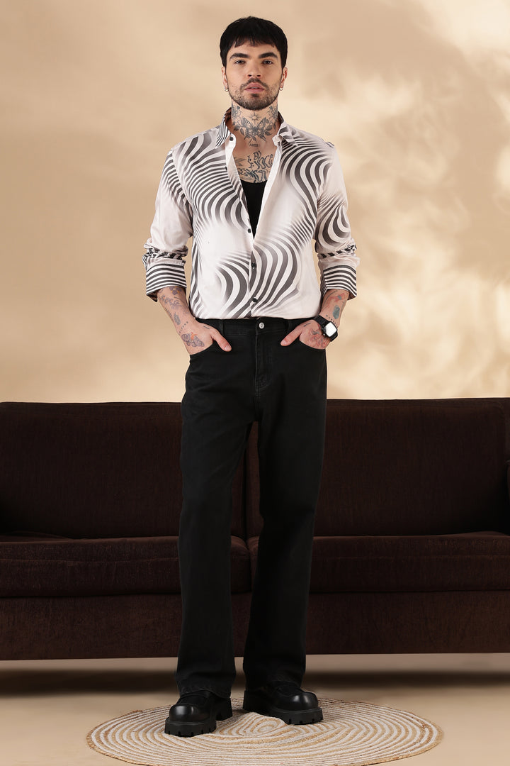 Glance : Printed Satin Shirt