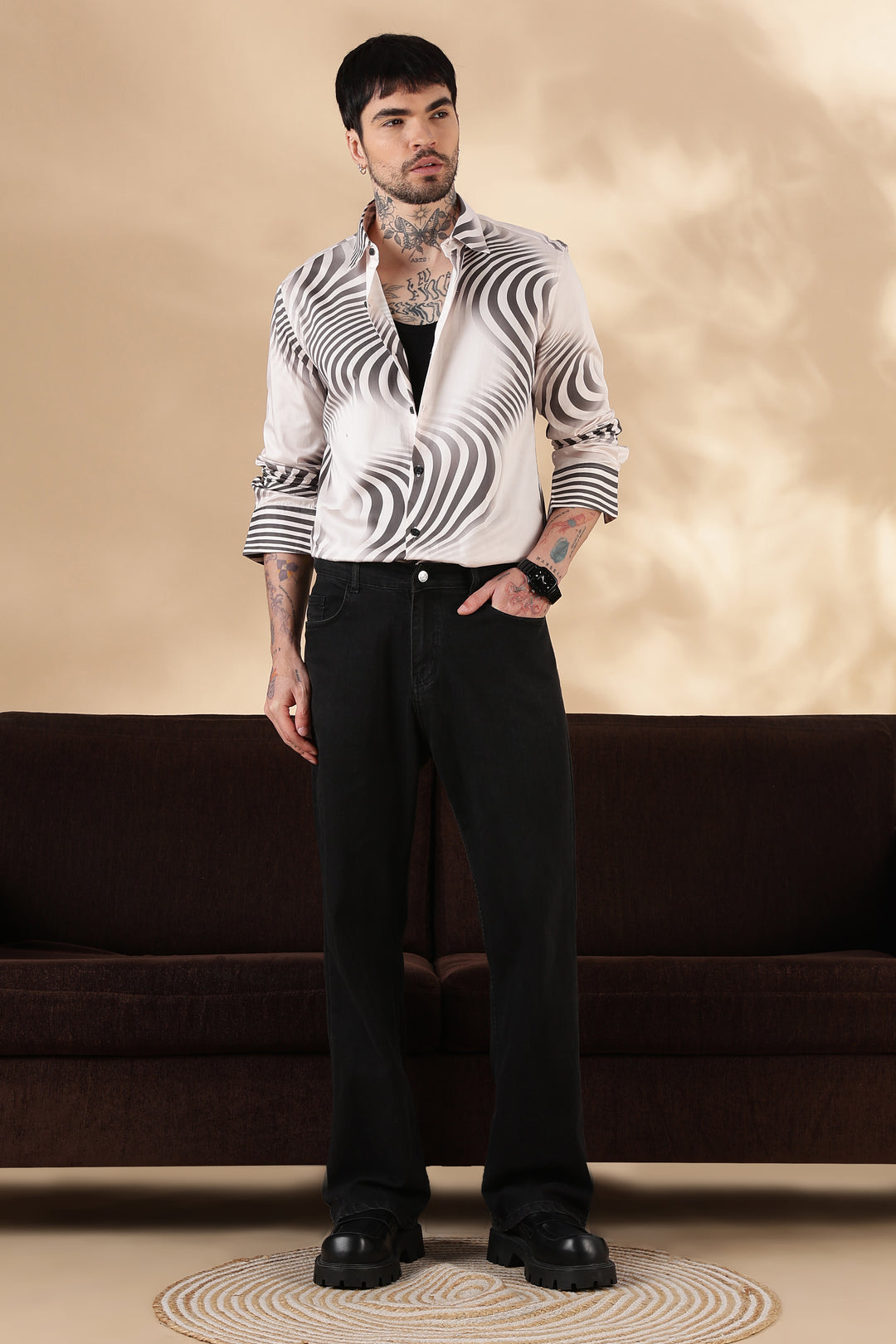 Glance : Printed Satin Shirt