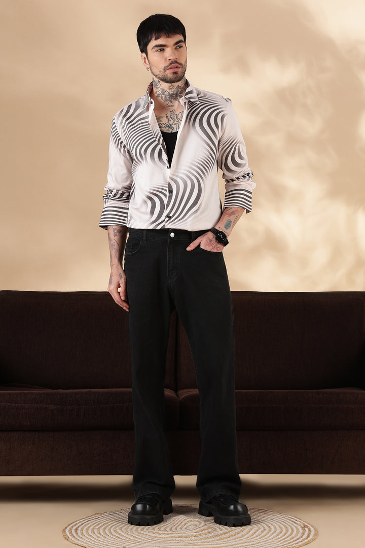 Glance : Printed Satin Shirt
