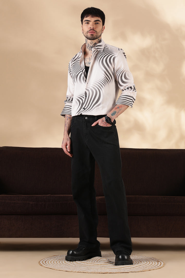 Glance : Printed Satin Shirt