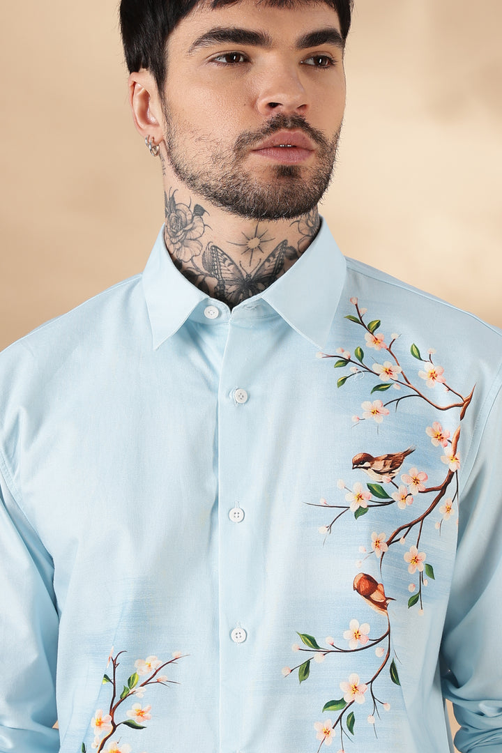 Aviator : Blue Printed shirt