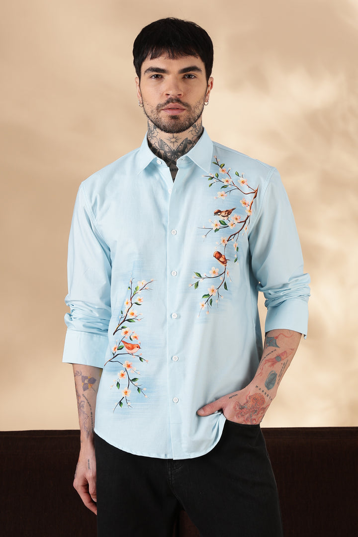 Aviator : Blue Printed shirt