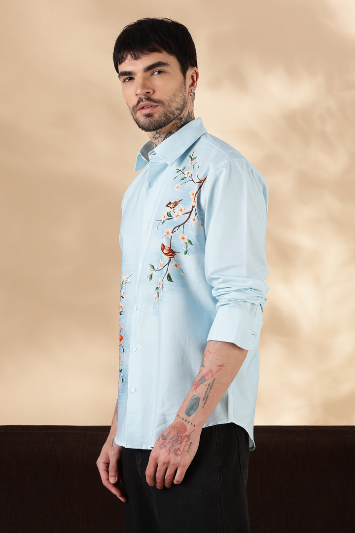 Aviator : Blue Printed shirt