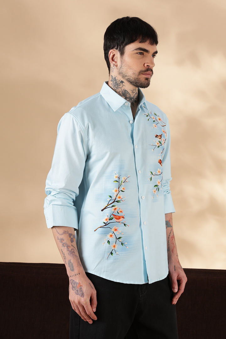 Aviator : Blue Printed shirt