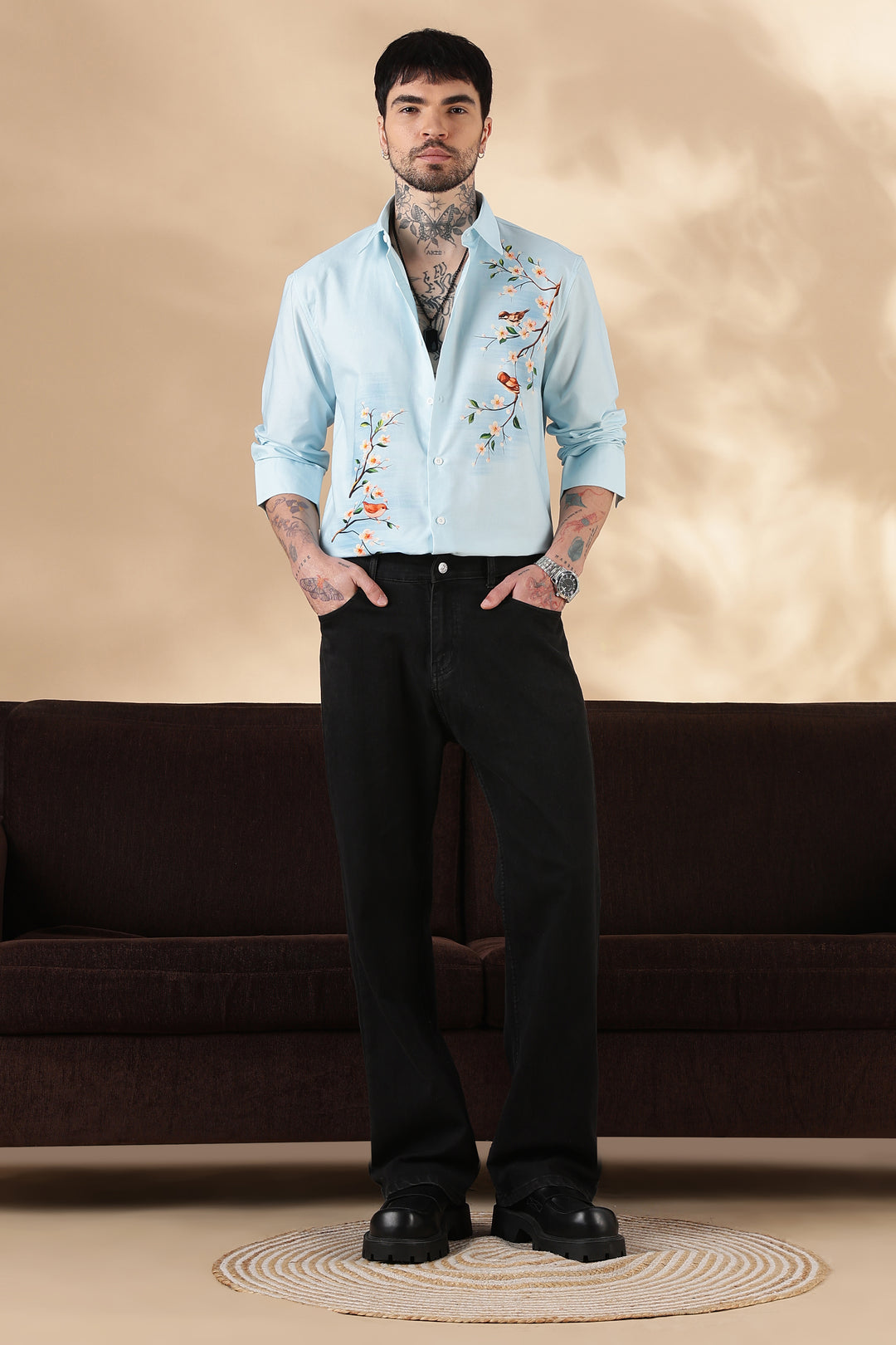 Aviator : Blue Printed shirt