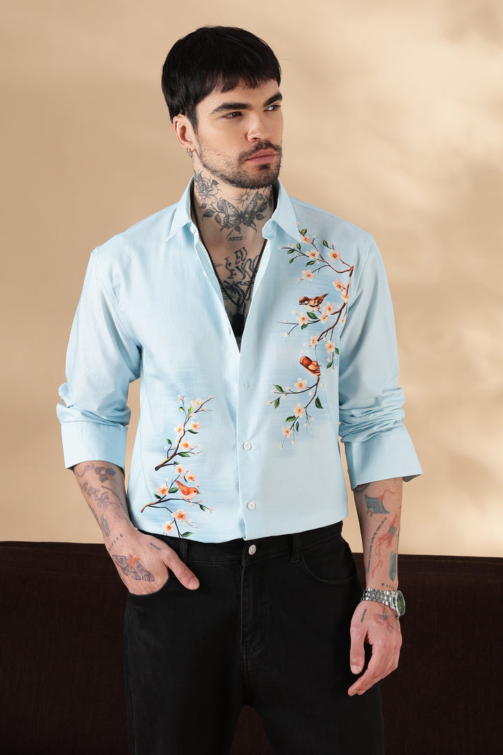 Aviator : Blue Printed shirt