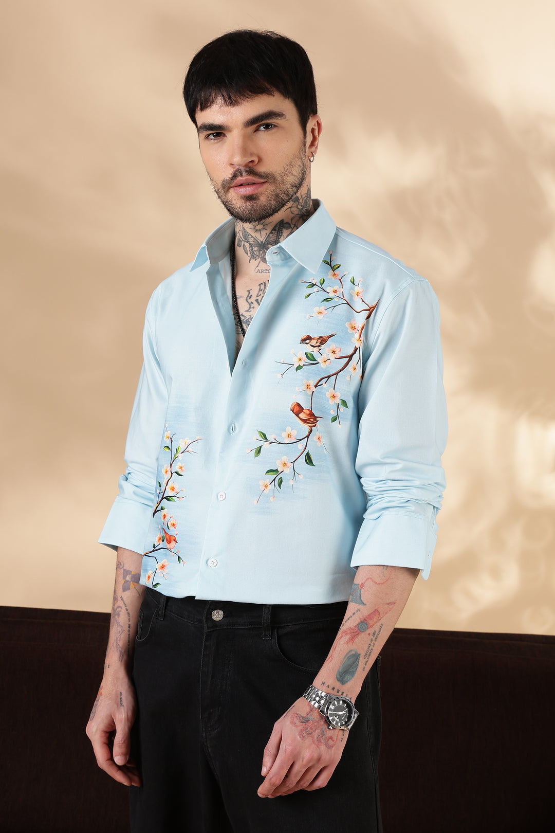 Aviator : Blue Printed shirt