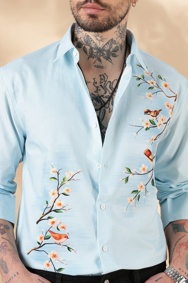 Aviator : Blue Printed shirt