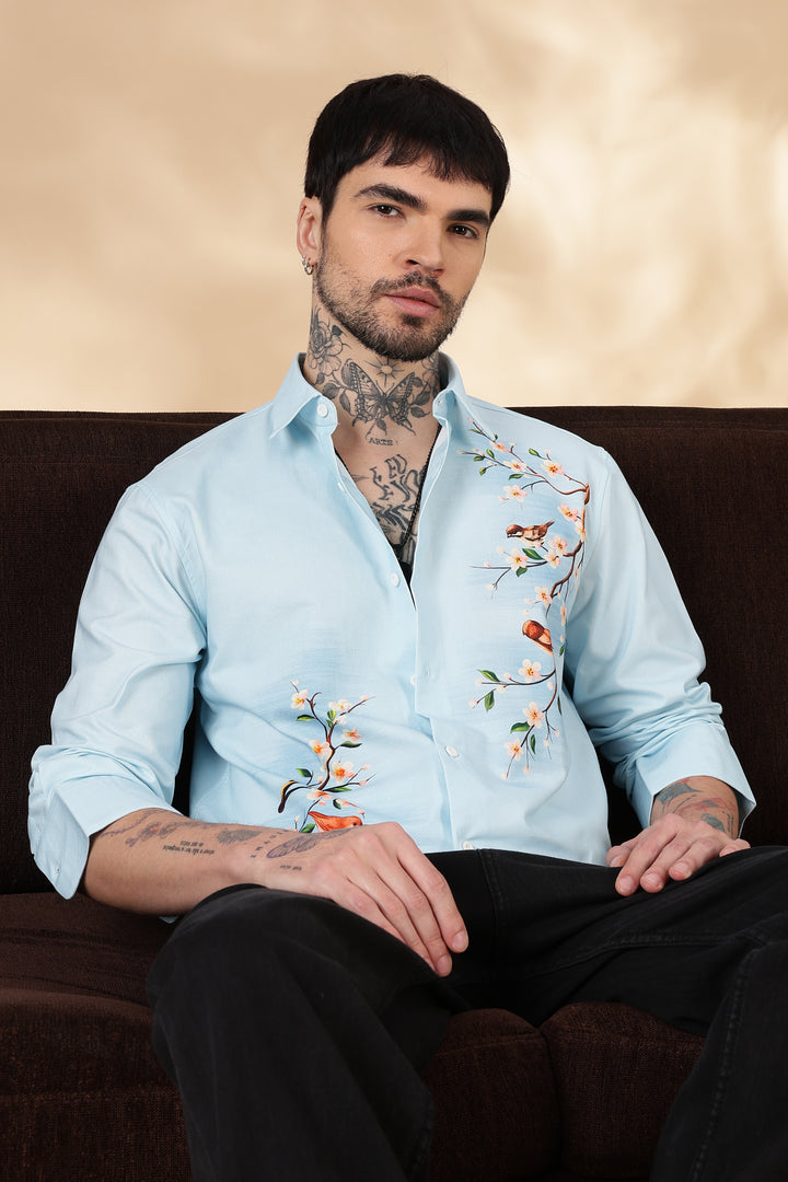 Aviator : Blue Printed shirt