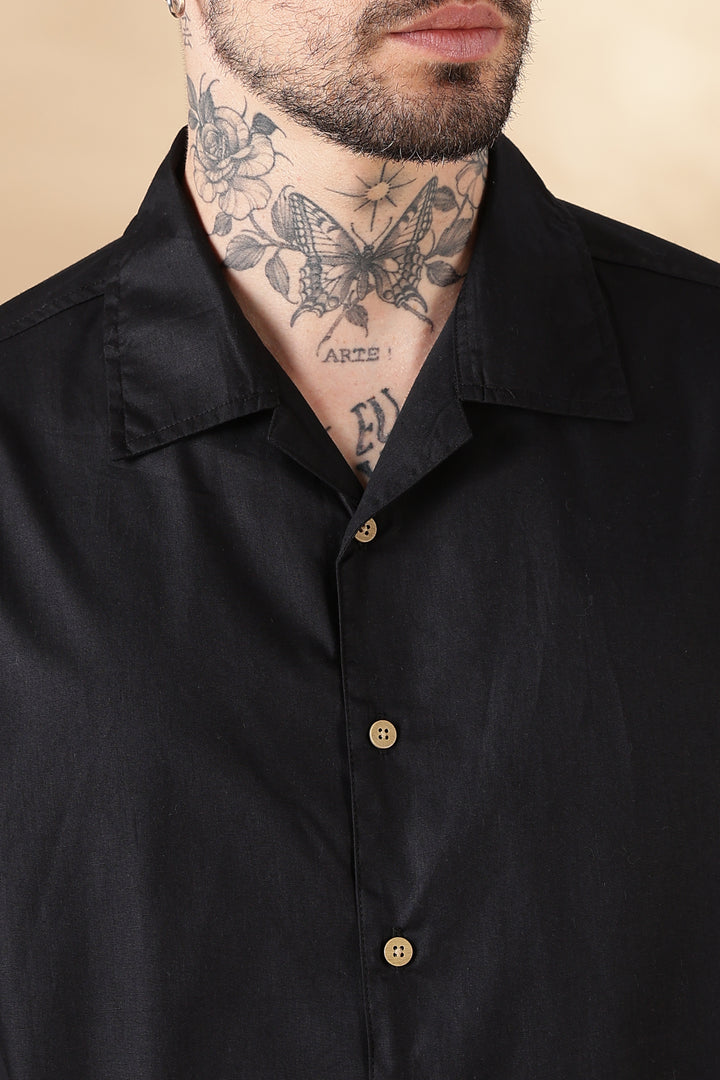 Wild: Embroidery Black Oversized Shirt