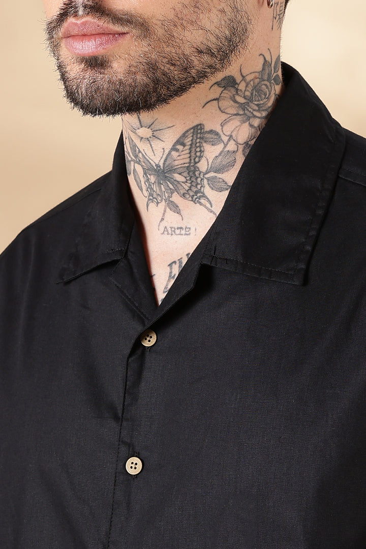 Wild: Embroidery Black Oversized Shirt